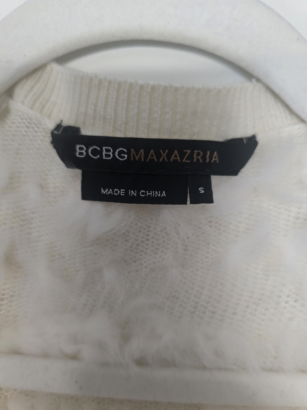 BCBGMAXAZRIA Cream Rabbit Fur Crochet Vest - Picture 2 of 8